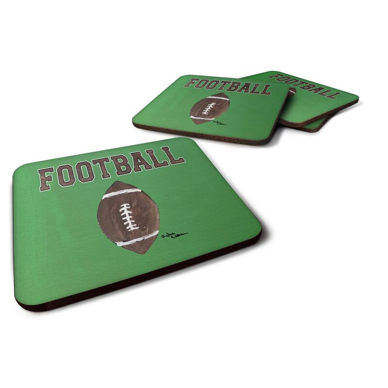 Caroline's Treasures 8487FC Football Foam Coasters (Set of 4), 3.5 H x 3.5 W, Multicolor