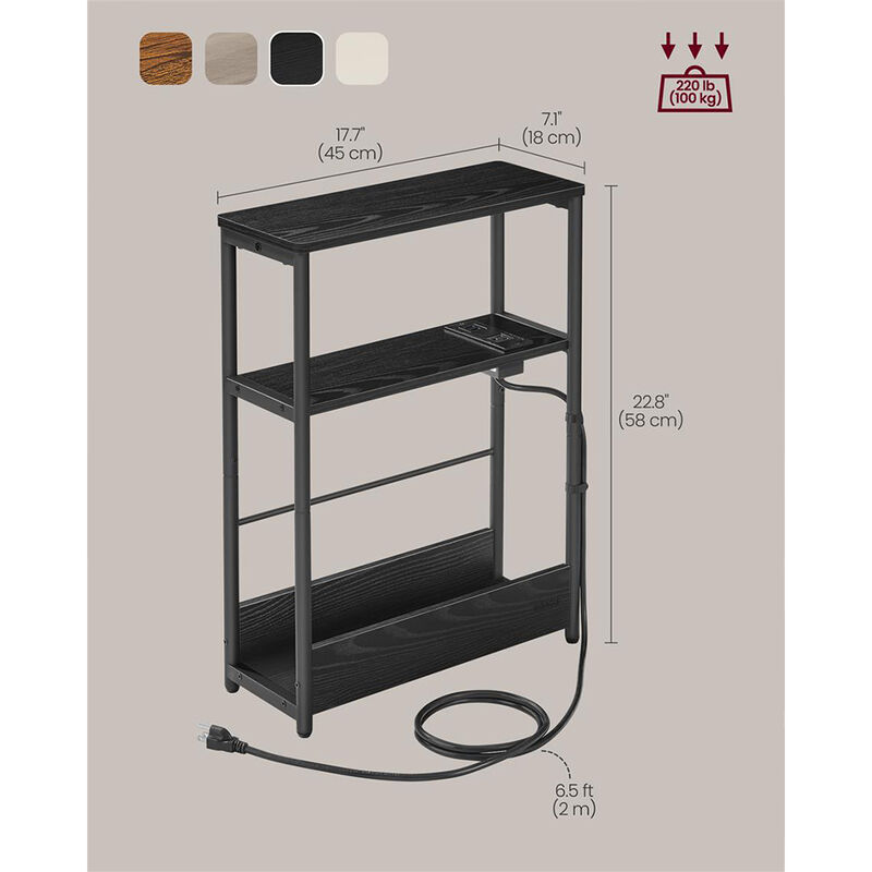 Narrow Side Table with Charging Station