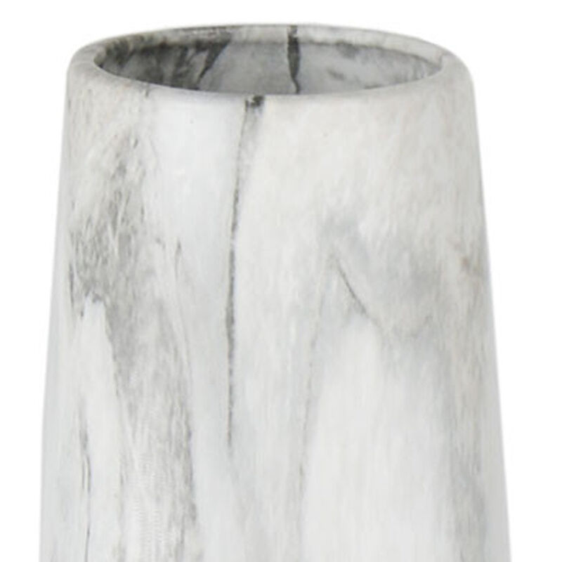 HomeRoots 40" White Faux Marble Tapered Ceramic Floor Vase image number 2