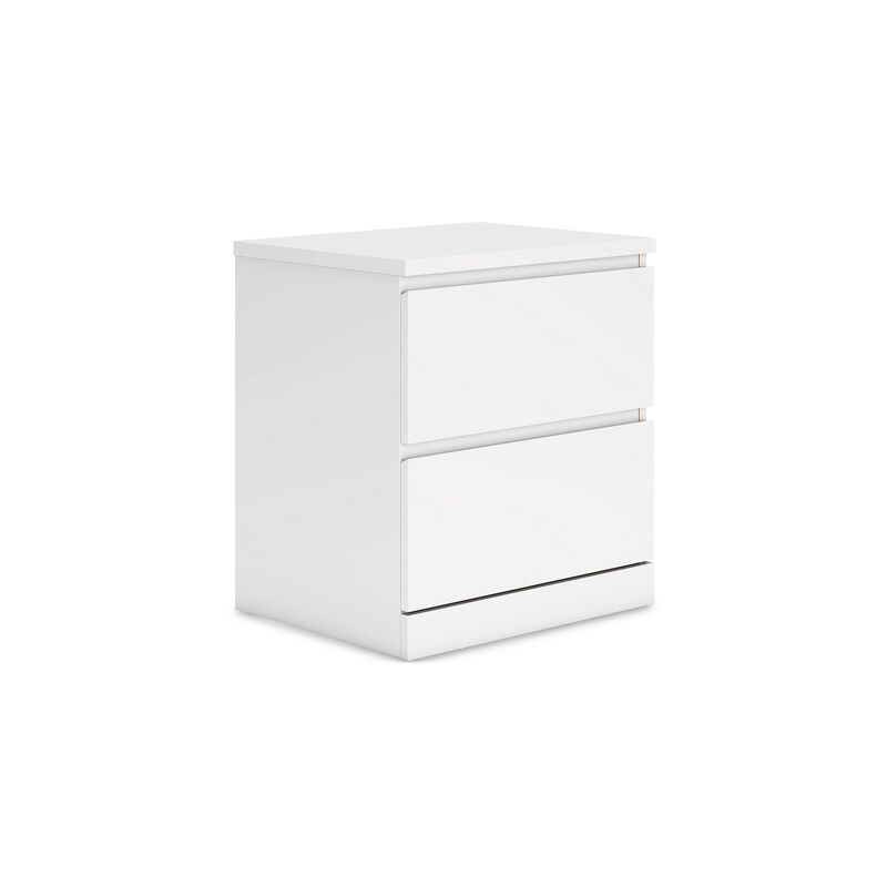 Onira Nightstand, 2 Spacious Drawers, Modern White Wood, 18 Inch