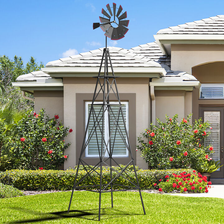 Outdoor Metal Windmill with Weather-Resistant Wind Wheel for Garden Yard Decor