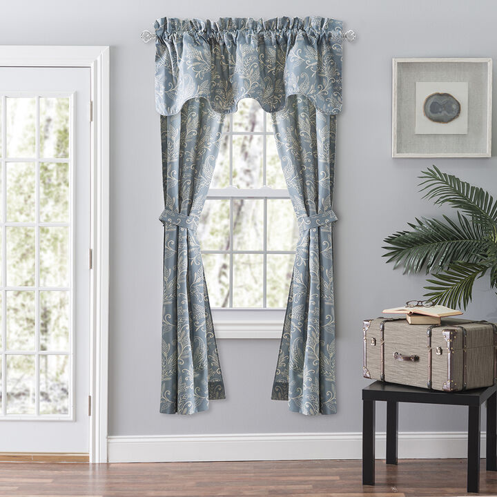 Ellis Curtain Lexington Leaf Pattern on Colored Ground Scallop Valance