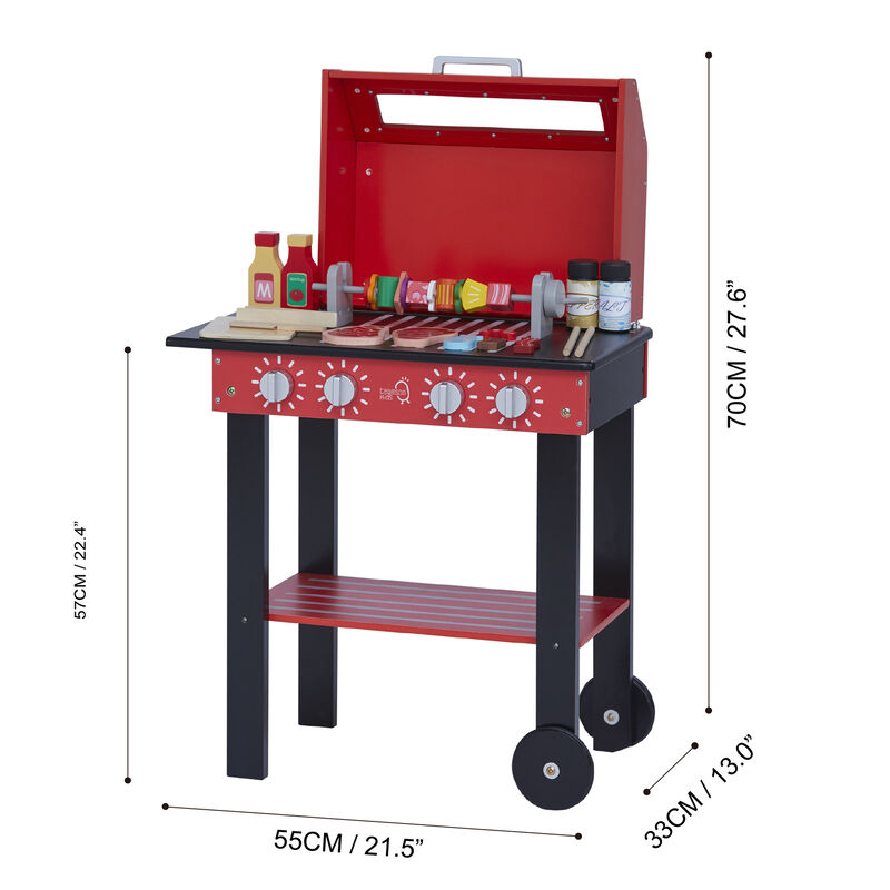 Little Helper Backyard BBQ Grill Playset with 26 Cooking Accessories, Red/Black image number 6