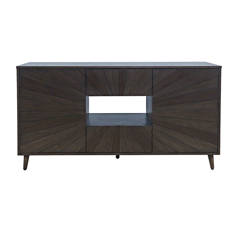 Jofran Reece 60 Mid-Century Modern Starburst TV Stand Console Storage Cabinet