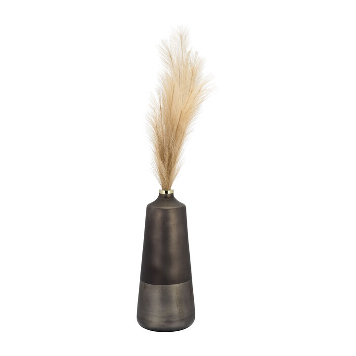 Glass,21"h Vase W/ring, Bronze