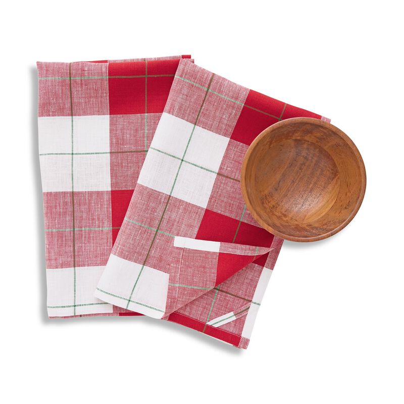 Linen Kitchen Towels - Very Merry Plaid image number 0