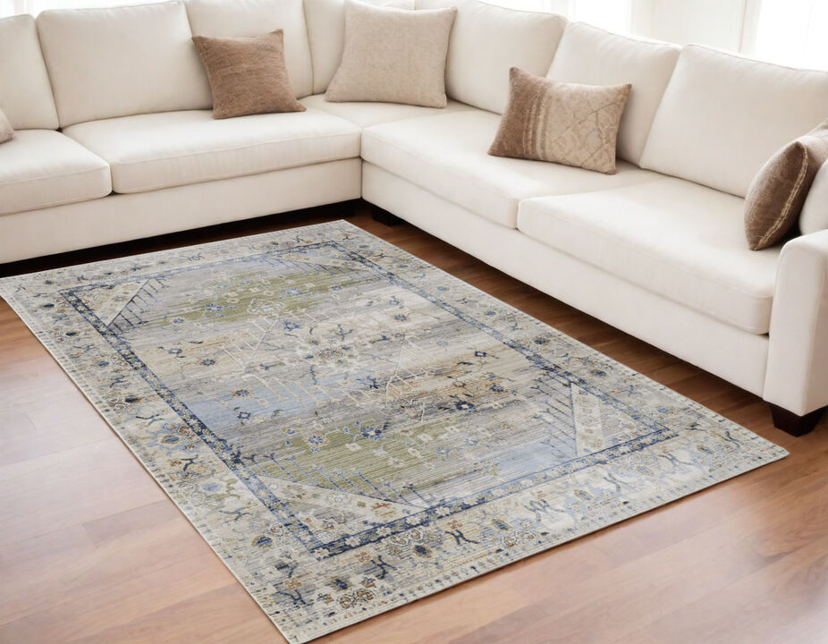 HomeRoots Abstract Power Loom Worn Faded Area Rug