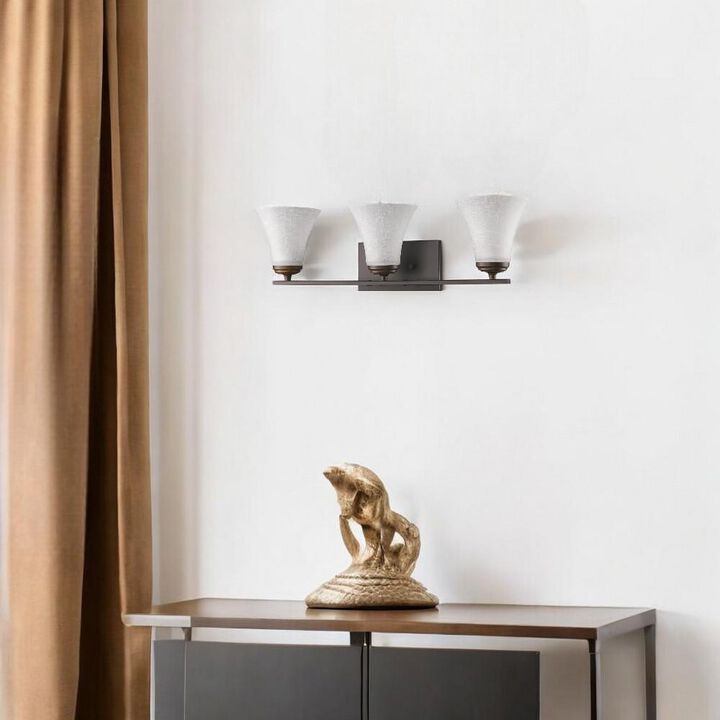 Hivvago Three Light Bronze Wall Light with Tapered Glass Shade