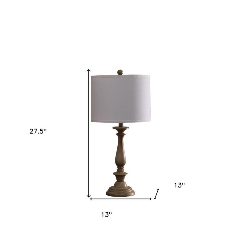 Hivvago 28" Rustic Taupe Cream Candlestick Table Lamp With White Shade