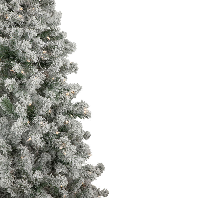 6.5' Pre-Lit Flocked Madison Pine Medium Artificial Christmas Tree  Clear Lights