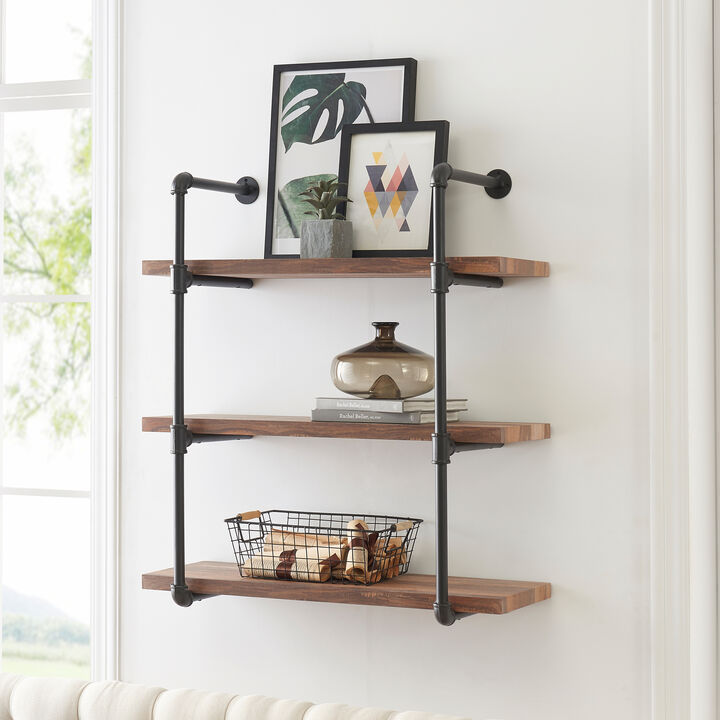 Three Tier Industrial Pipe Wall Shelf