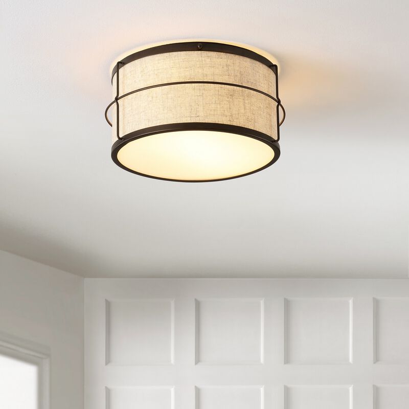 Evan 2-Light Rustic Farmhouse Iron LED Flush Mount