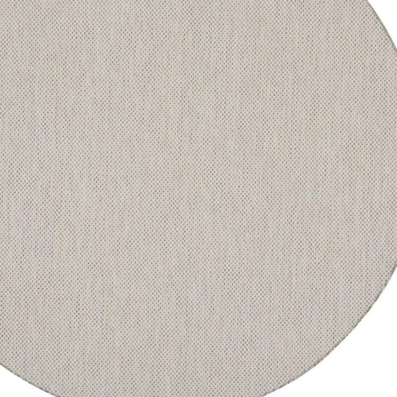 HomeRoots 10' Ivory And Gray Round Geometric Indoor Outdoor Area Rug image number 2