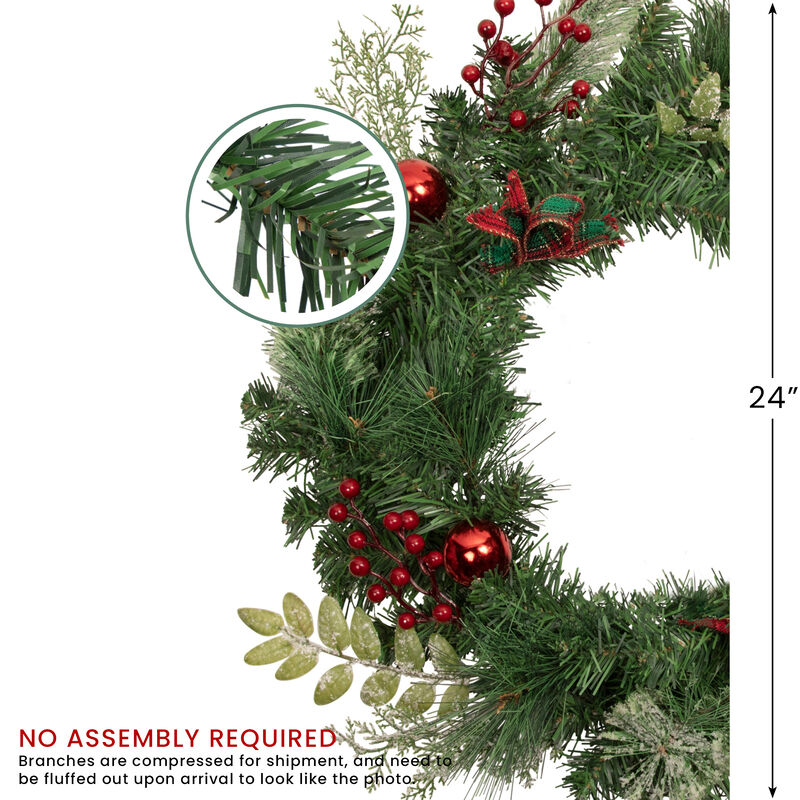Decorated Frosted Pine and Pine Cone Artificial Christmas Wreath  24-Inch  Unlit image number 3