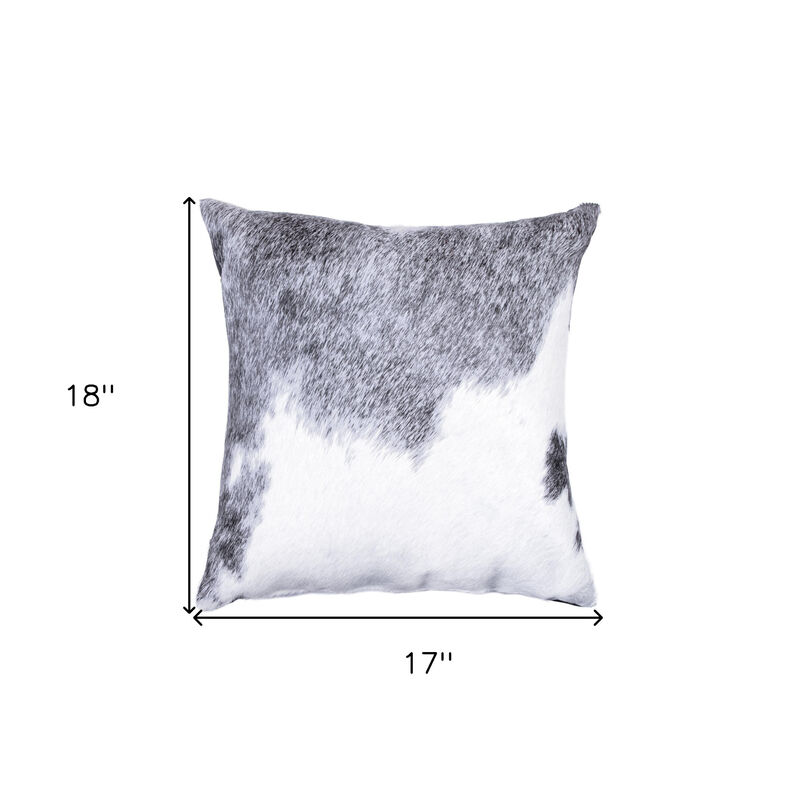 HomeRoots 18" Gray and White Cowhide Throw Pillow image number 3
