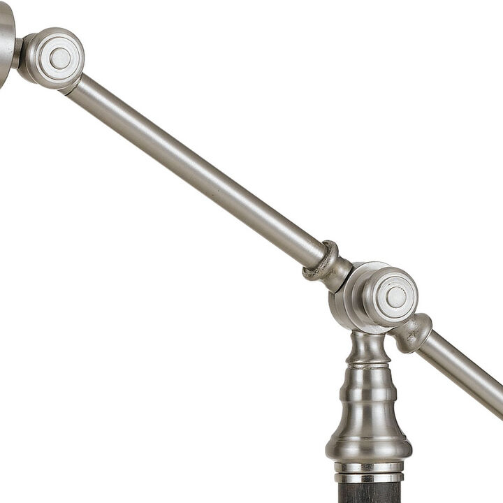 60 Watt Metal Desk Lamp with Adjustable Arm and Head, Silver-Benzara