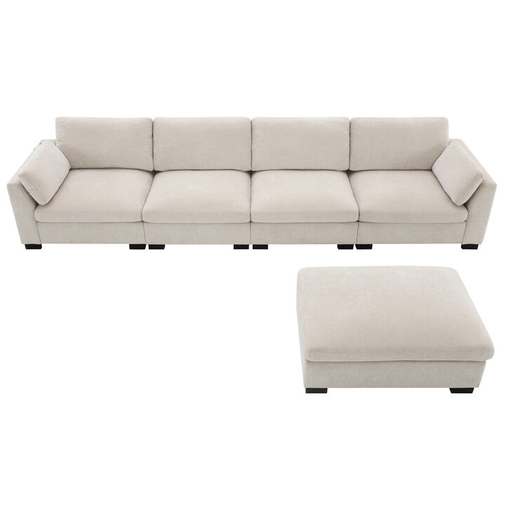 Merax ectional Sofa, L-Shape with Folding Table and Dual-Port Charging