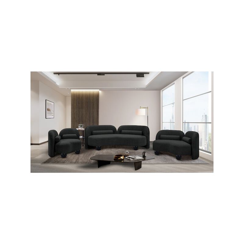 Meridian Furniture Daphne Black Boucle Fabric Sofa