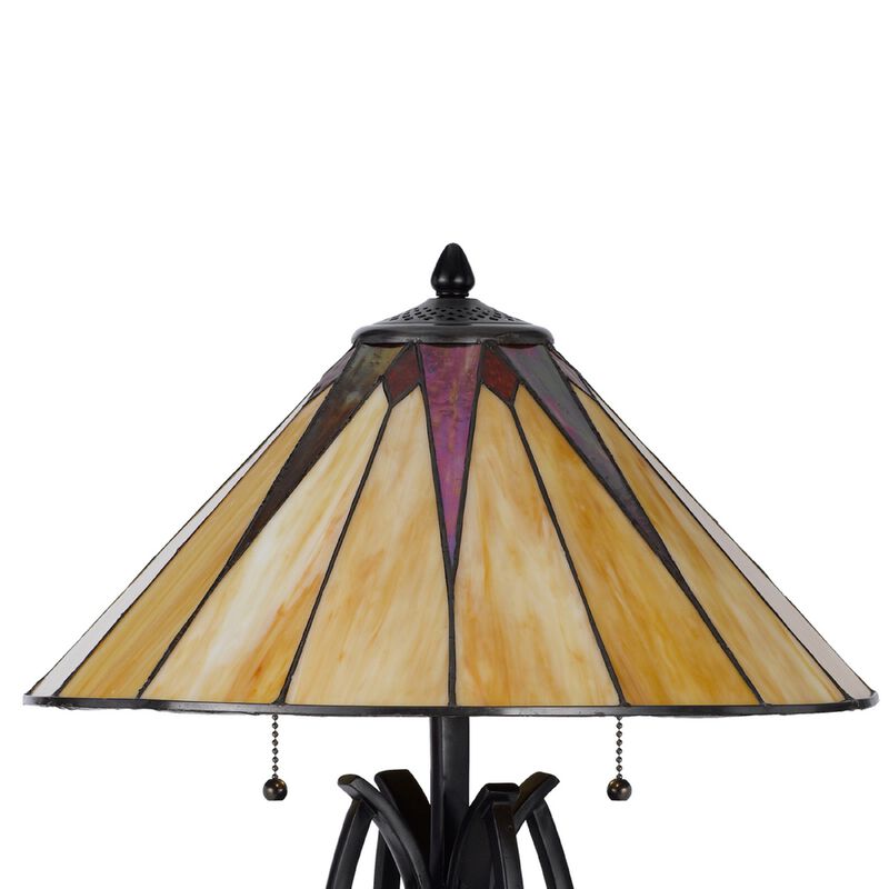 Eli Table Lamp, 17 Inch Stained Tiffany Glass Shade, Bronze Metal, Resin image number 5