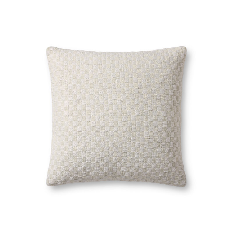 Indie Ivory 18''x18'' Down Pillow by Magnolia Home by Joanna Gaines x Loloi image number 0