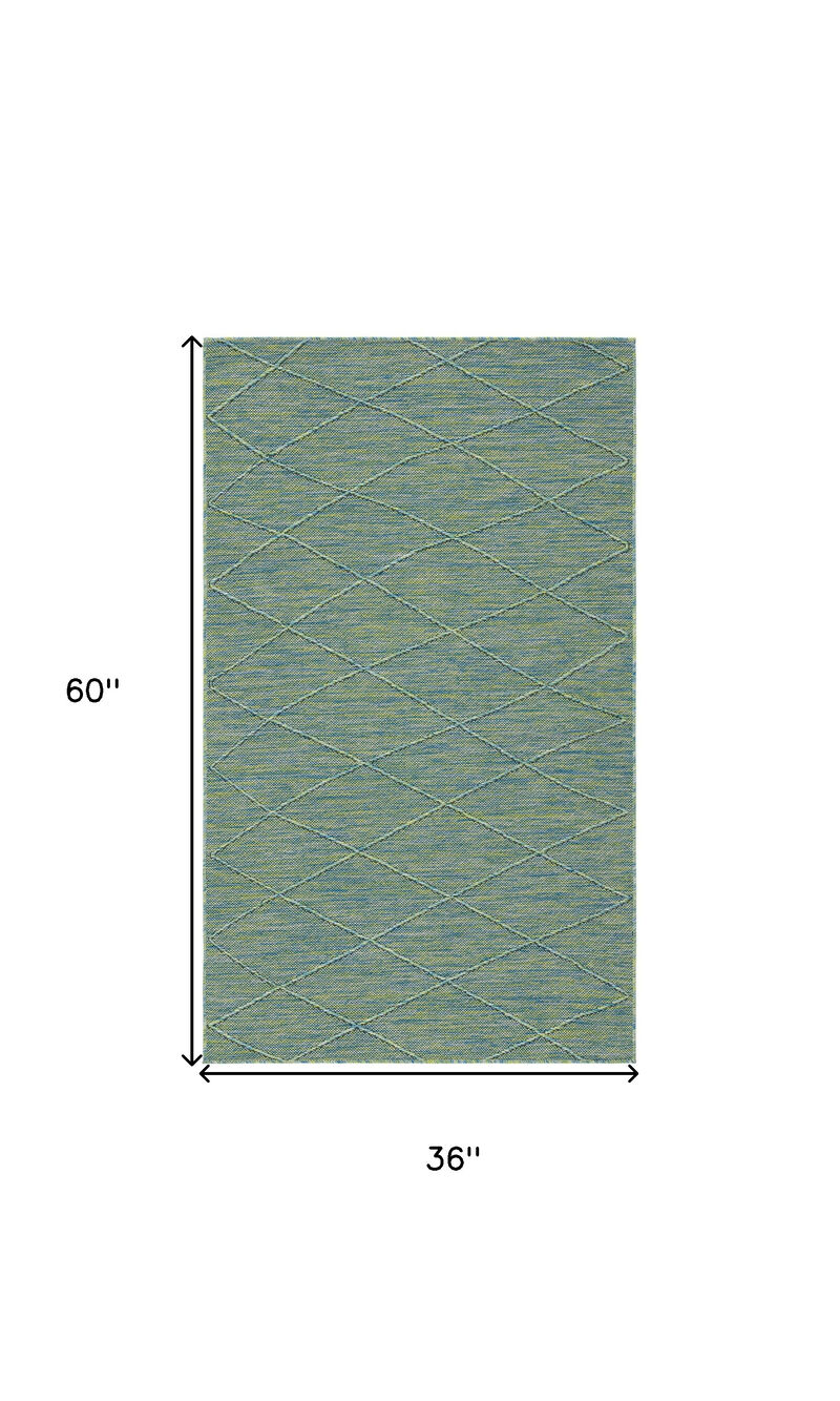 HomeRoots 3' X 5' Blue And Green Geometric Indoor Outdoor Area Rug image number 5