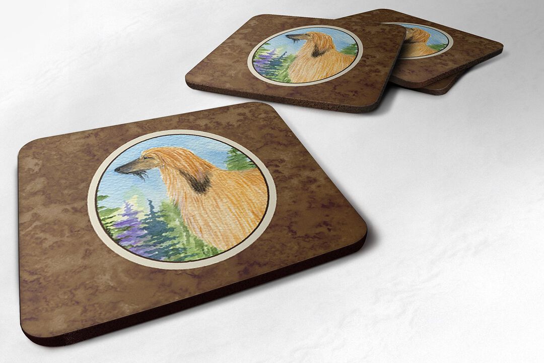 Caroline's Treasures SS8220FC Afghan Hound Foam Coasters (Set of 4), 3.5 H x 3.5 W, Multicolor