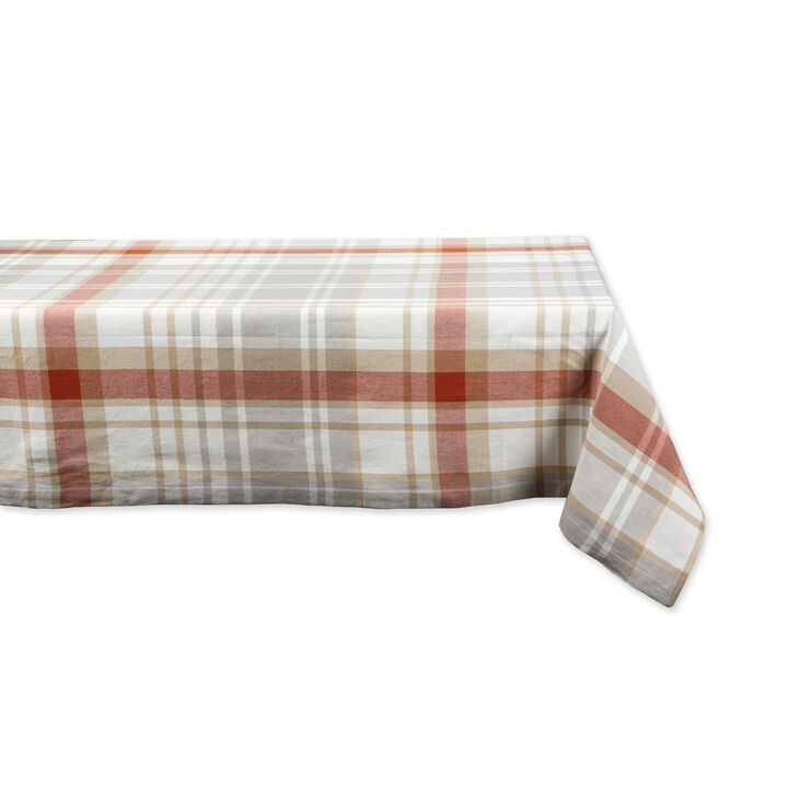 60" x 104" Red and White Plaid Decorative Table Cloth