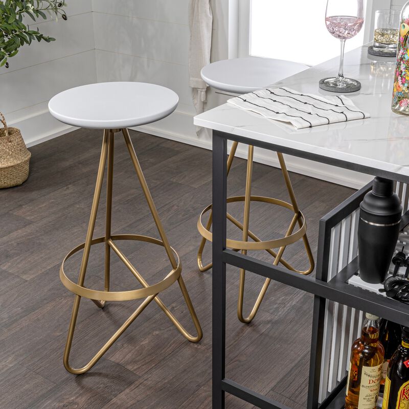 Spiroa 30" Modern Industrial Metal Backless Circular Bar Stool