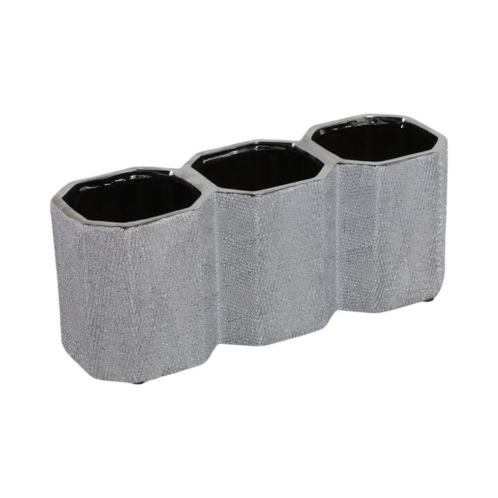Ceramic 4" 3-cup Pencil Holder