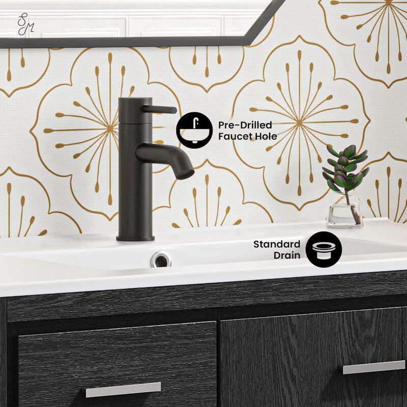 Virage 36" Freestanding Bathroom Vanity in Black Oak with Sink Top image number 2