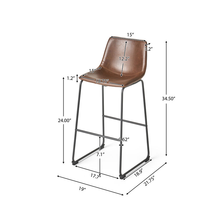 Christopher Knight Home Havelton Modern 24 Inch Faux Leather and Steel Frame Counter Stools (Set of 2)