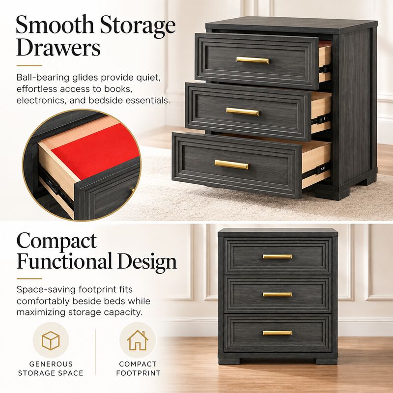 Tavressiq 3-Drawer Nightstand image number 4