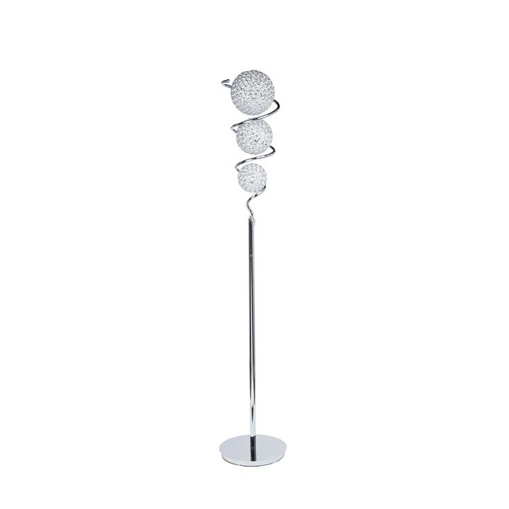 Vertical Sphere Floor Lamp Chrome Metal LED Light