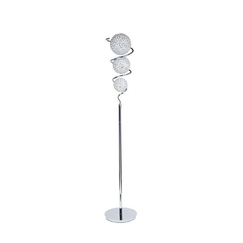 Vertical Sphere Floor Lamp Chrome Metal LED Light