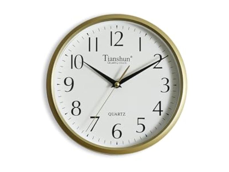 Gold Wall Clock 10 Inch Silent Non Ticking Easy Read Modern Battery Operated image number 0