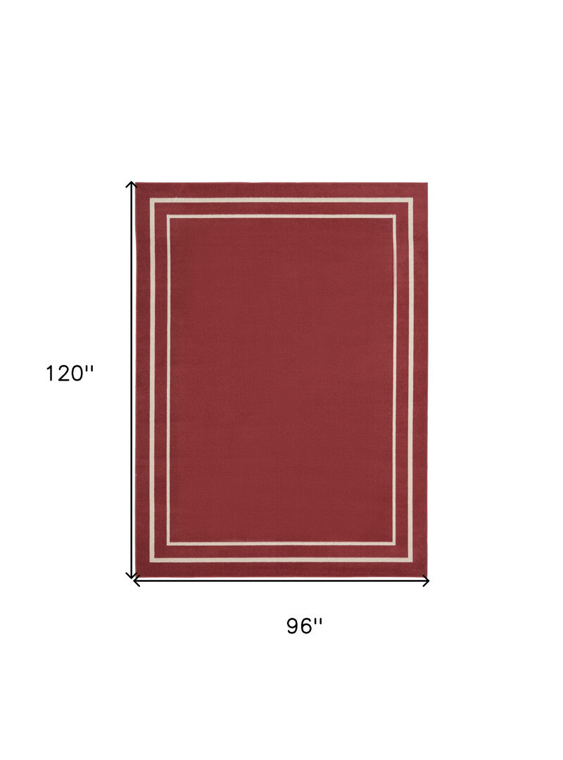 HomeRoots 8' X 10' Brick Red And Ivory Indoor Outdoor Area Rug image number 4
