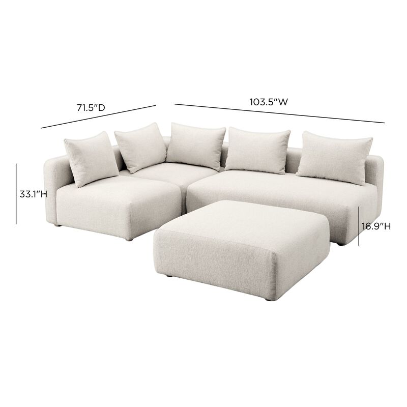 Hangover Heavy Textured Fabric 4-Piece Modular Chaise Sectional image number 5