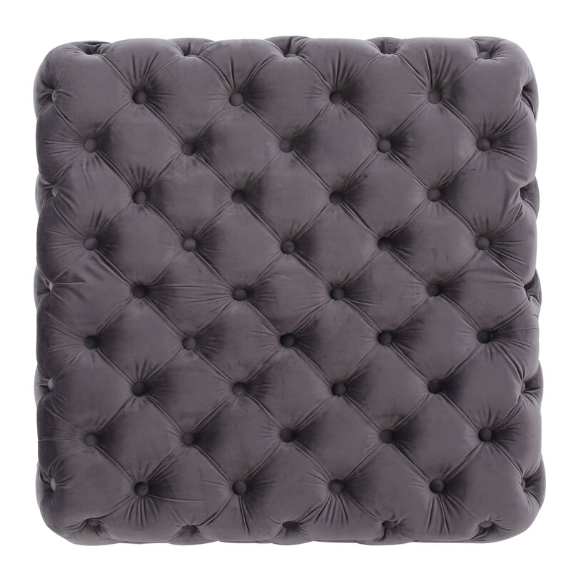 Christopher Knight Home Kipp Modern Glam Velvet Button Tufted Upholstered Square Ottoman image number 4