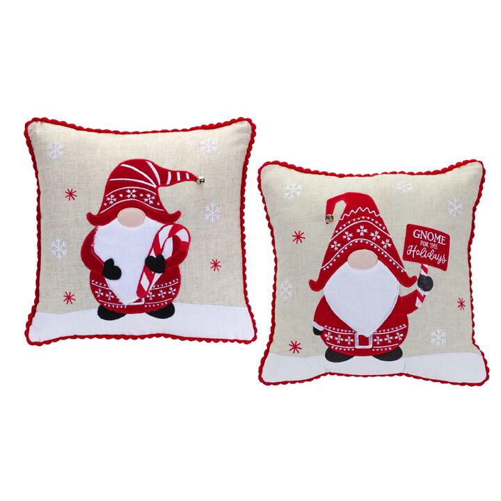 Set of 2 Gnome Holiday Pillows for Seasonal Home Decor