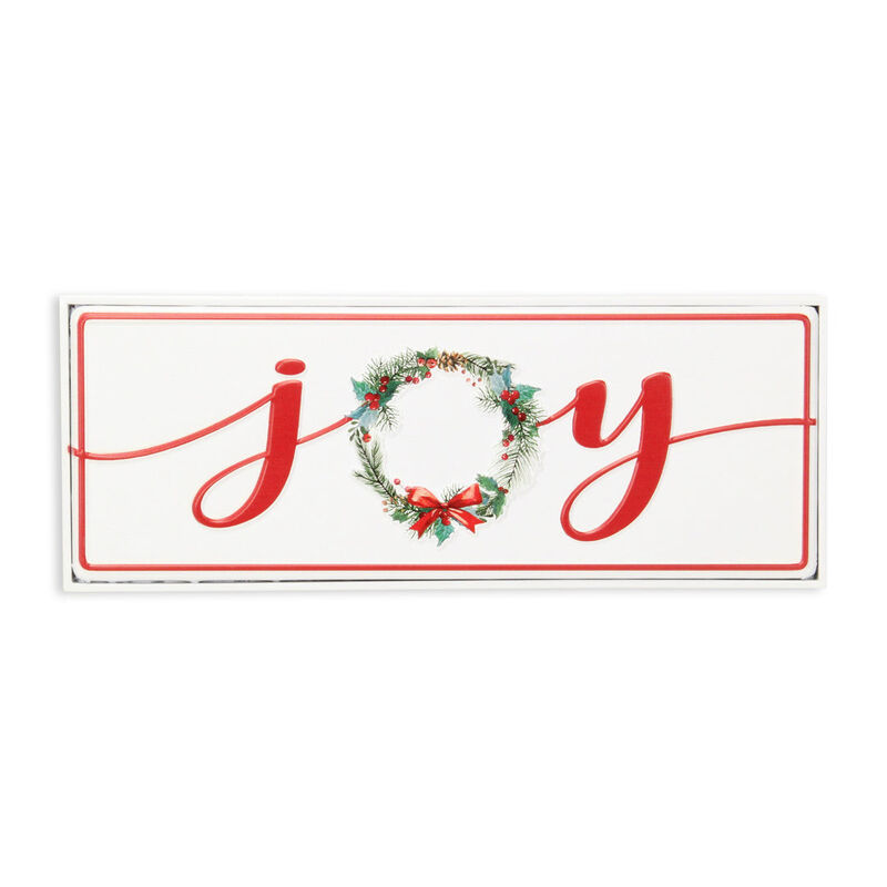 HomeRoots 7" X 19" White and Red Christmas Joy Metal Wall Decor image number 2