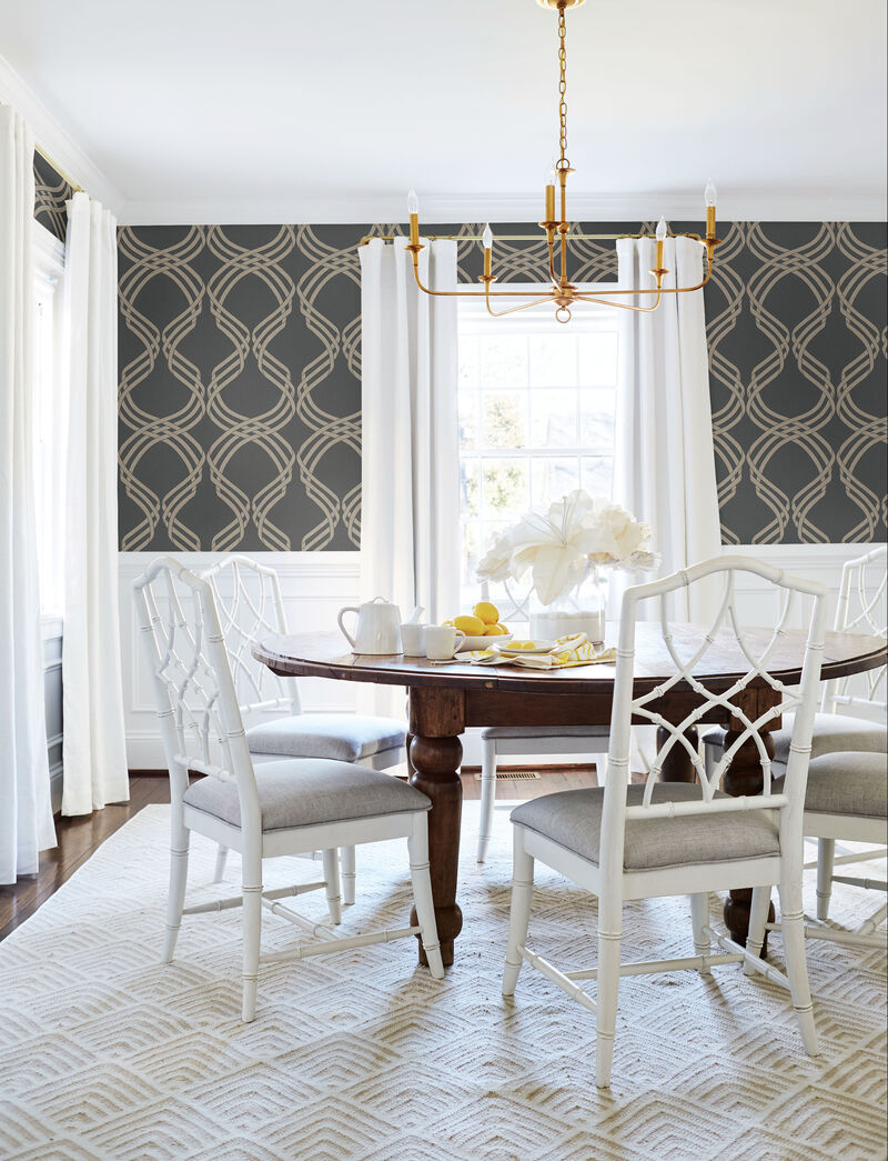 Dante Ribbon Charcoal Metallic Wallpaper image number 2