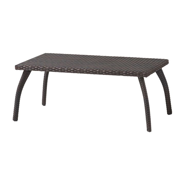 Honi 4pc Outdoor Table Set, 2 Accent Chairs 1 Loveseat, Brown Rattan, Iron