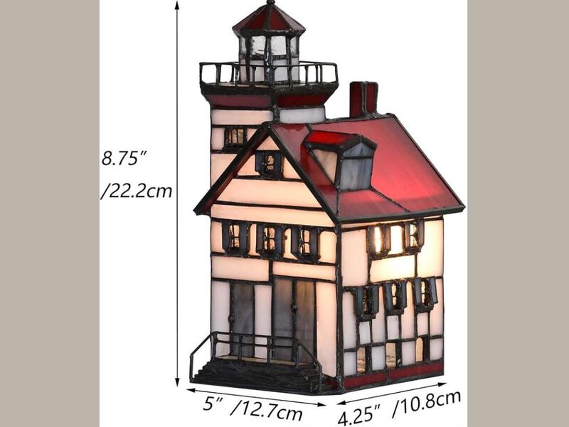 Tiffany Style Lighthouse Stained Glass Table Lamp Decorative Night Light image number 2