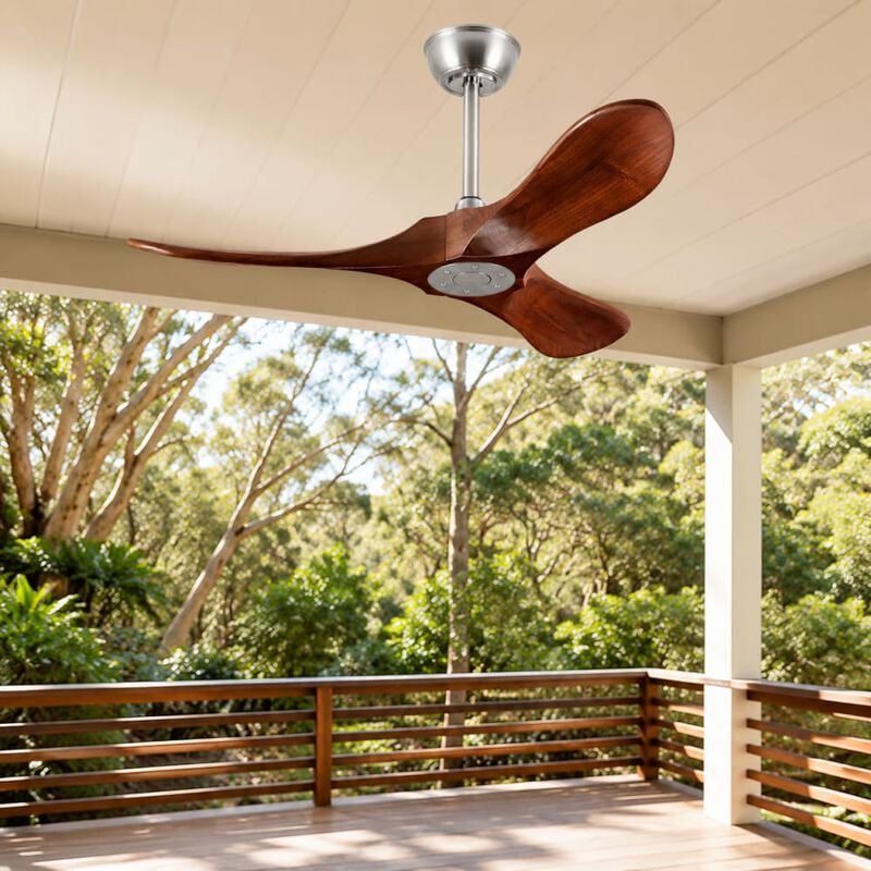 36" Small Wood Ceiling Fan Without Light 6 Speed image number 3