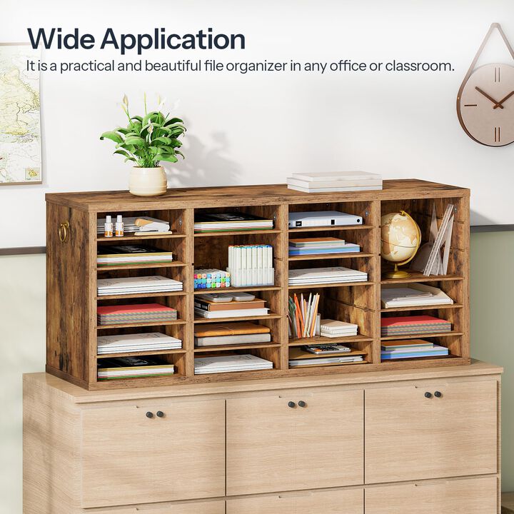 Wooden Document Sorter with 24 Compartments for Office and Classroom Use