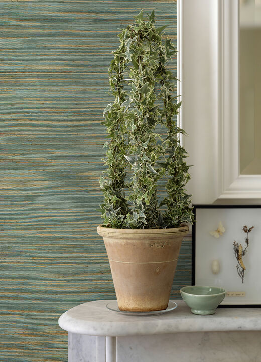 Kira Turquoise Hemp Grasscloth Wallpaper