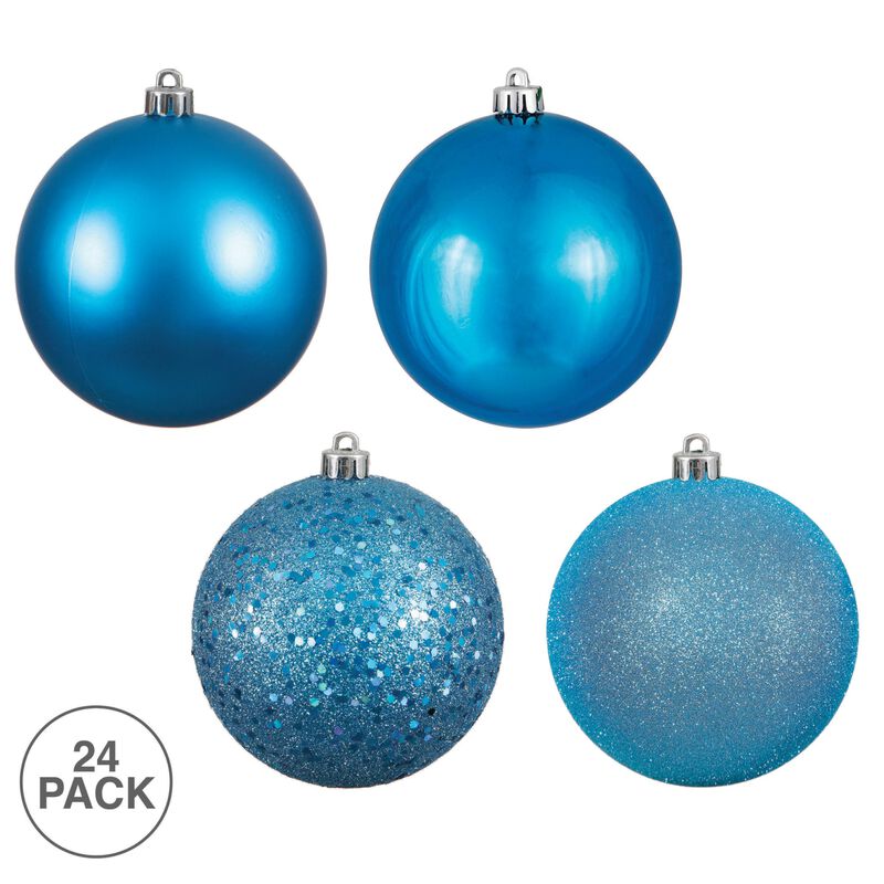 Vickerman 24" Turquoise 4 Finish Ball Ornament 24 per Box image number 1