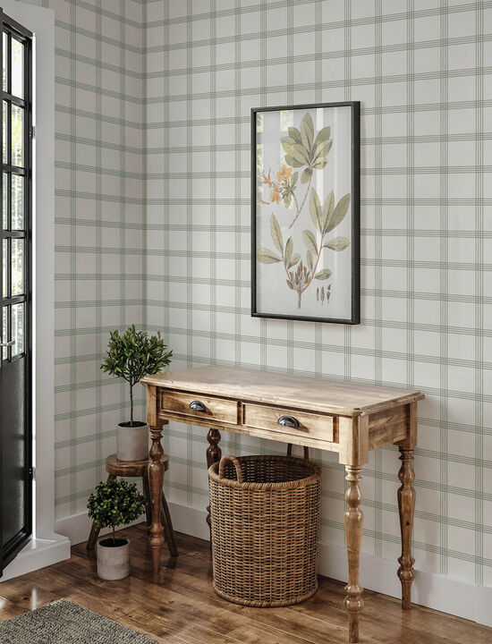 Twain Green Plaid Wallpaper (Set of 2)