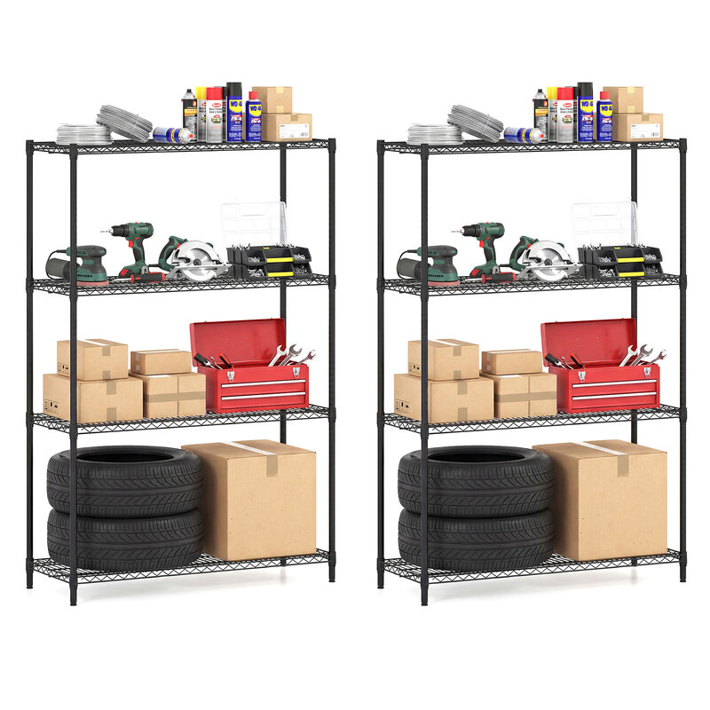 2 Pack 4 Tier Metal Shelving Units with V Shaped Wire Racks for Kitchen Storage-Black image number 3