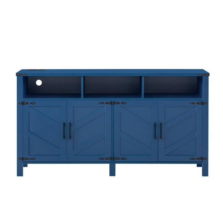 Merax Modern 4-Door Sideboard Buffet with Power Outlets & USB Ports